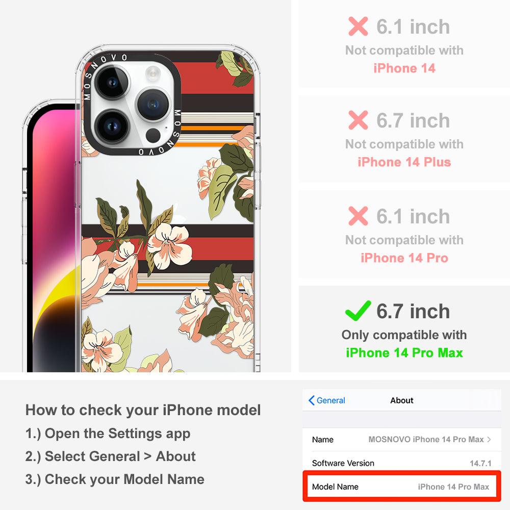 Classic Stripe Floral Phone Case - iPhone 14 Pro Max Case - MOSNOVO