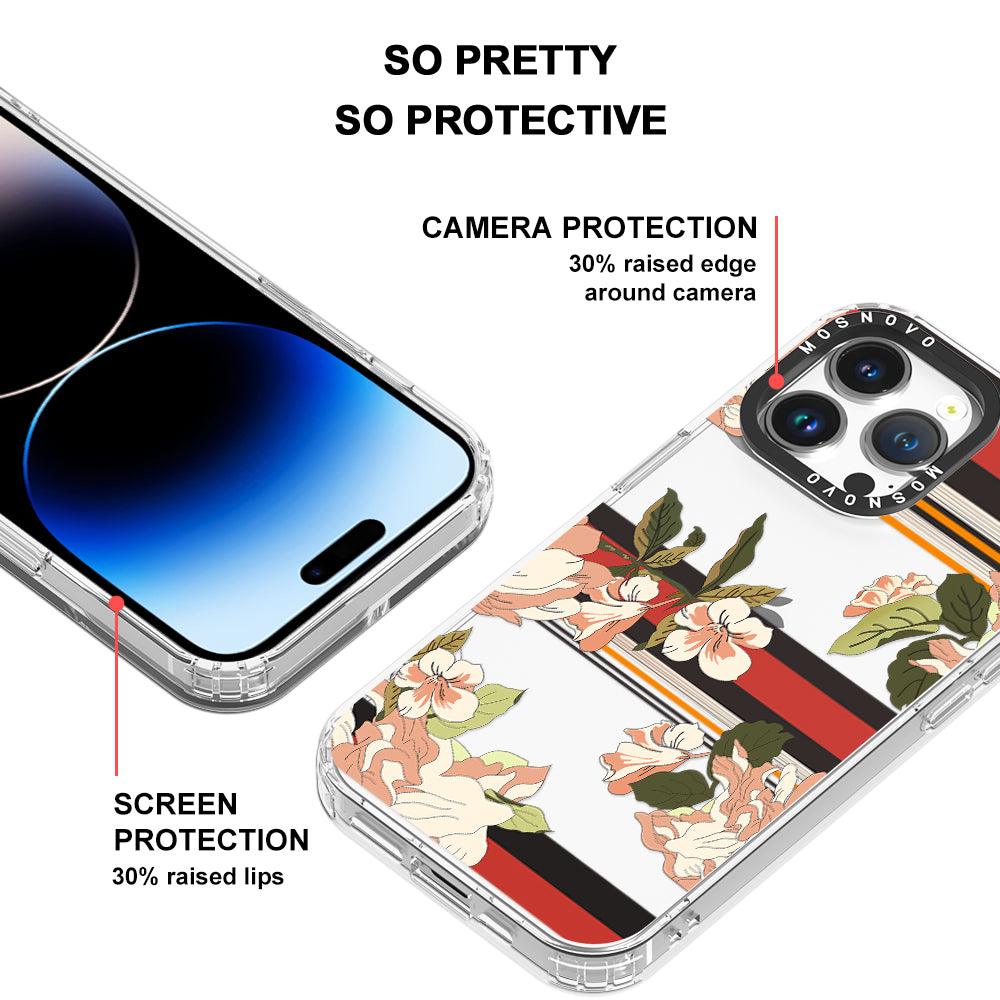 Classic Stripe Floral Phone Case - iPhone 14 Pro Max Case - MOSNOVO