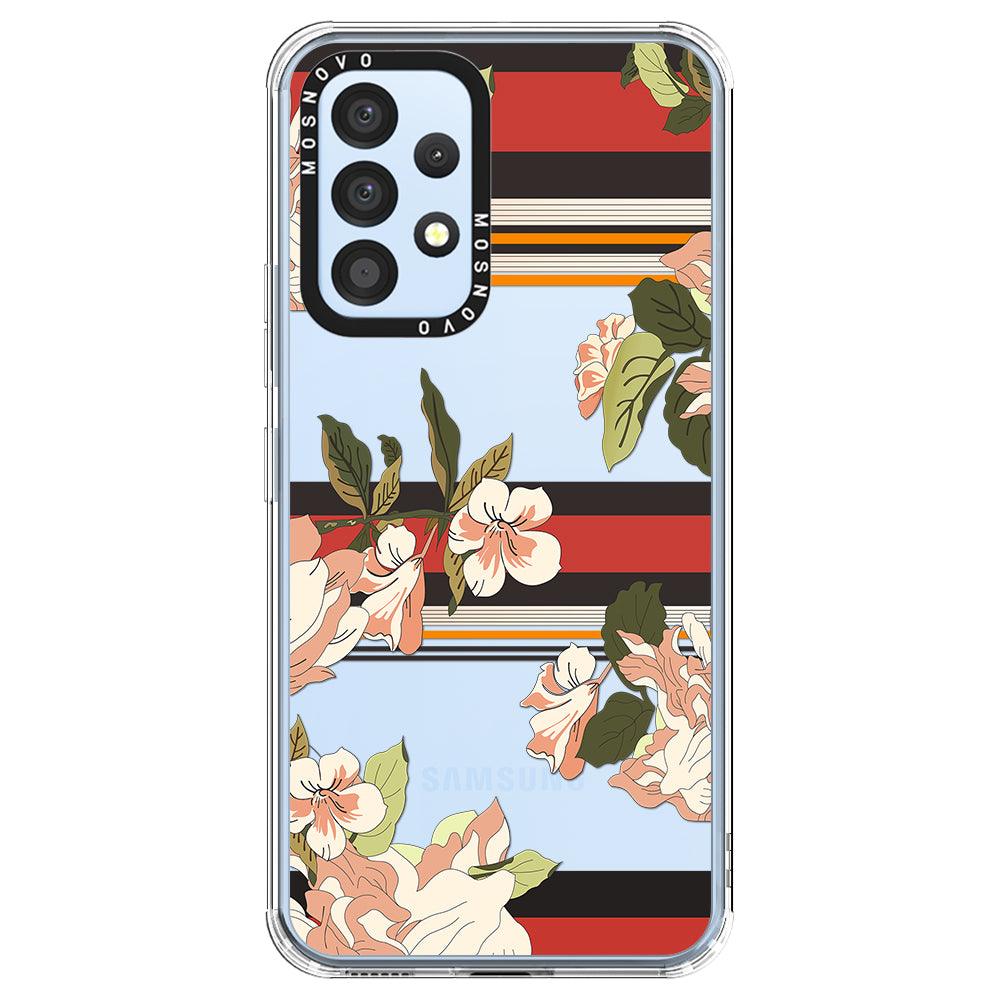 Classic Stripes Floral Phone Case - Samsung Galaxy A53 Case - MOSNOVO
