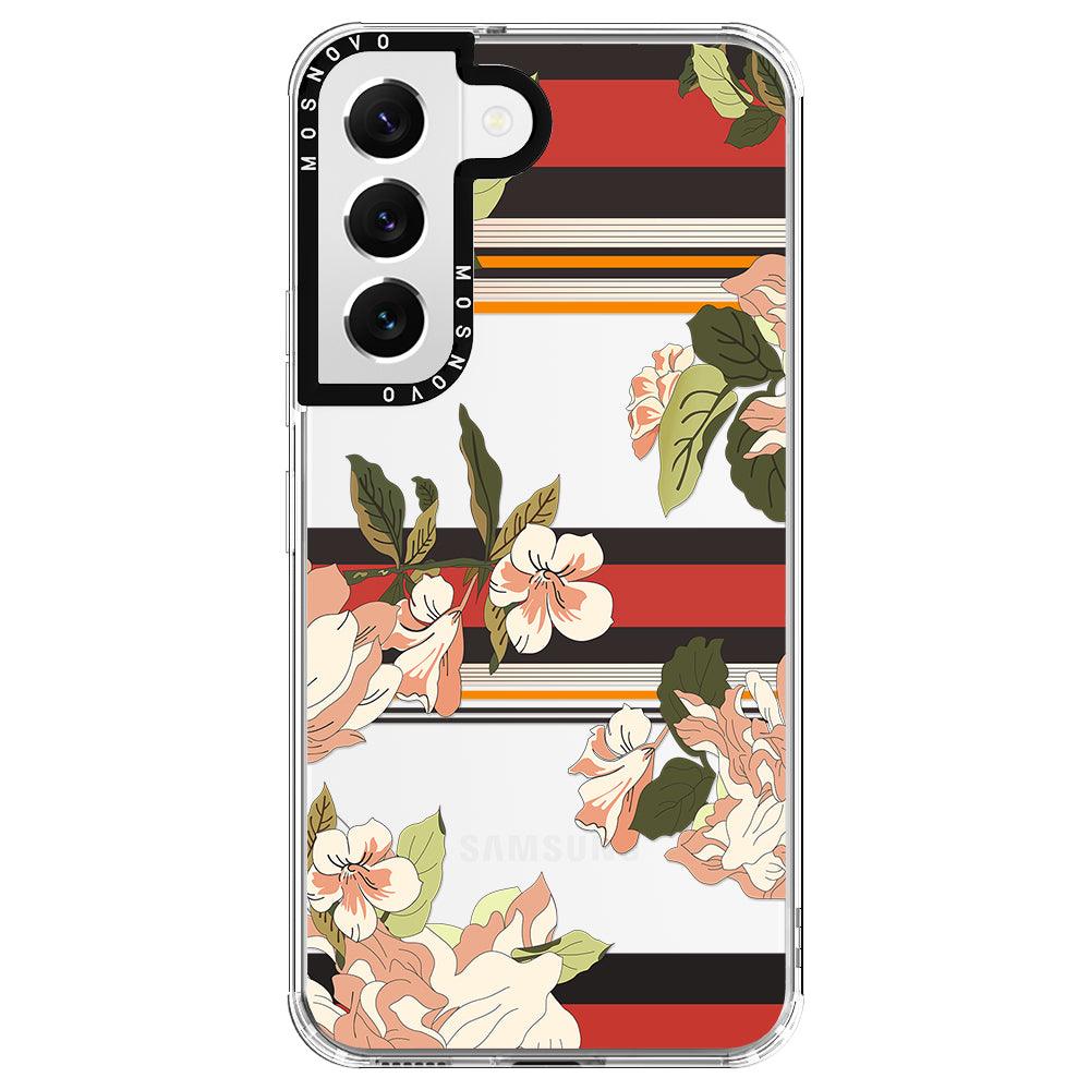 Classic Stripes Floral Phone Case - Samsung Galaxy S22 Case - MOSNOVO