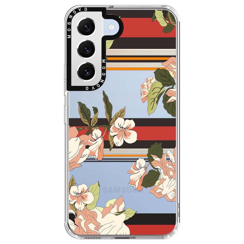 Classic Stripes Floral Phone Case - Samsung Galaxy S22 Plus Case - MOSNOVO
