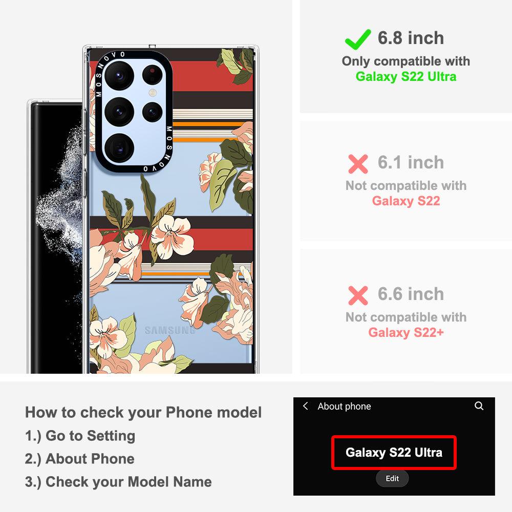Classic Stripes Floral Phone Case - Samsung Galaxy S22 Ultra Case - MOSNOVO
