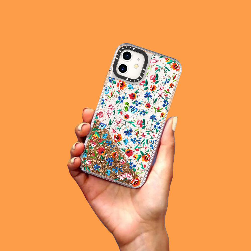 Colorful Floral Flower Glitter Phone Case - iPhone 11 Case - MOSNOVO