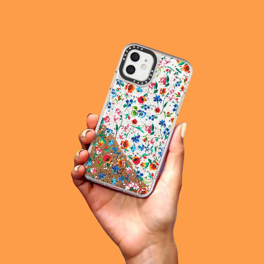 Colorful Floral Flower Glitter Phone Case - iPhone 12 Case - MOSNOVO