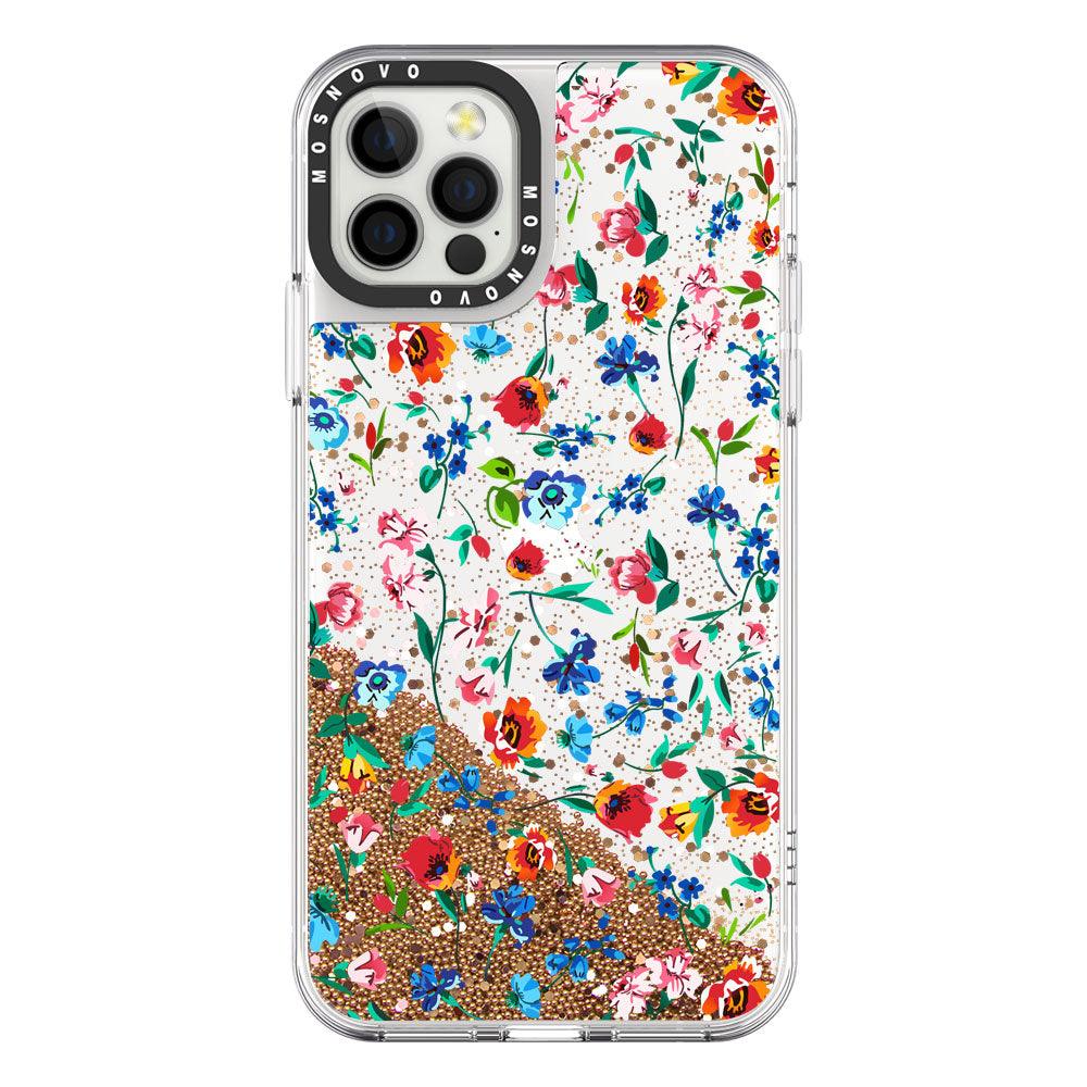 Colorful Floral Flower Glitter Phone Case - iPhone 12 Pro Case - MOSNOVO