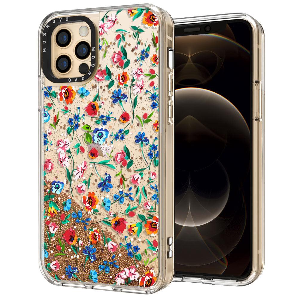Colorful Floral Flower Glitter Phone Case - iPhone 12 Pro Case - MOSNOVO