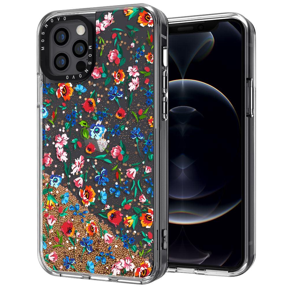 Colorful Floral Flower Glitter Phone Case - iPhone 12 Pro Max Case - MOSNOVO