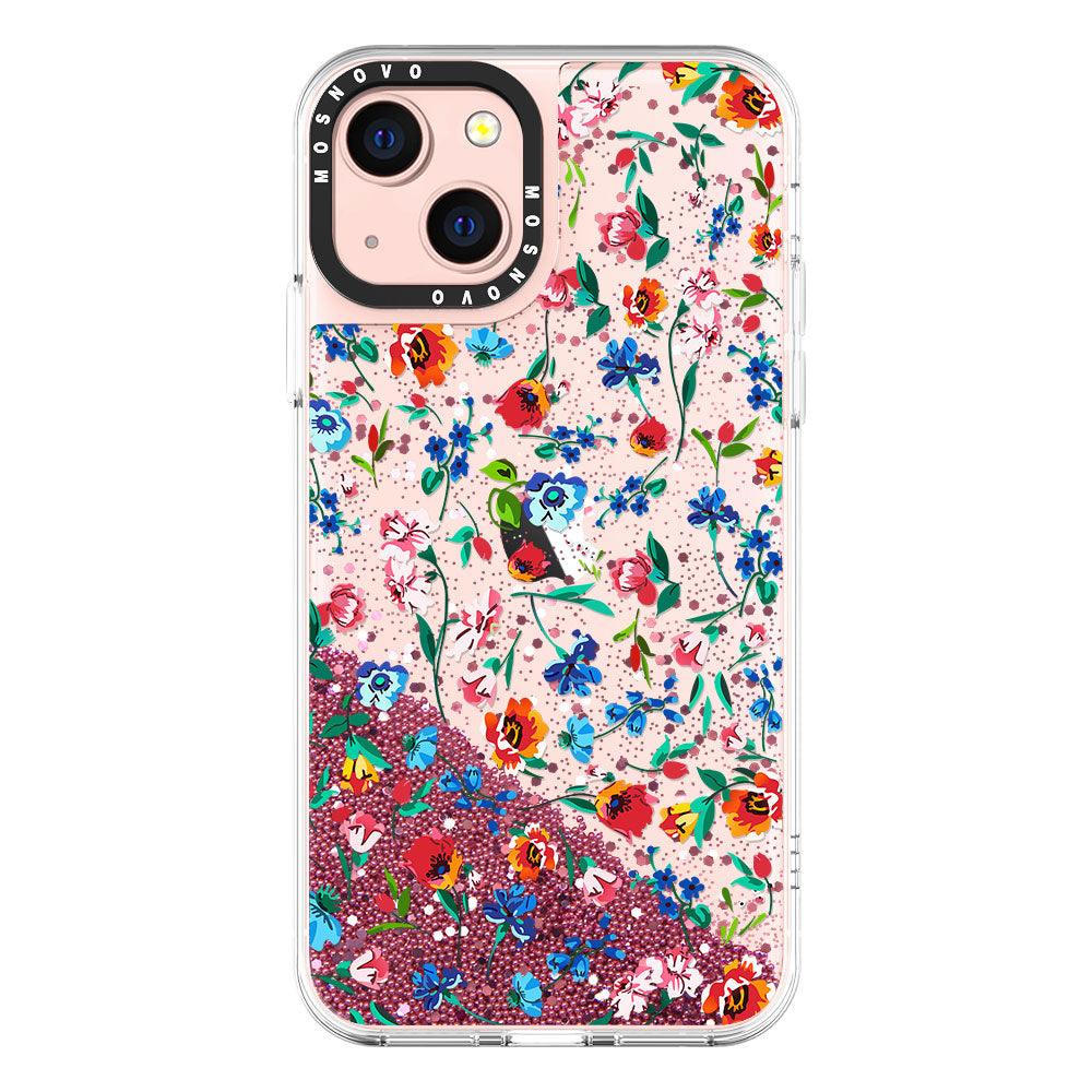 Colorful Floral Flower Glitter Phone Case - iPhone 13 Case - MOSNOVO