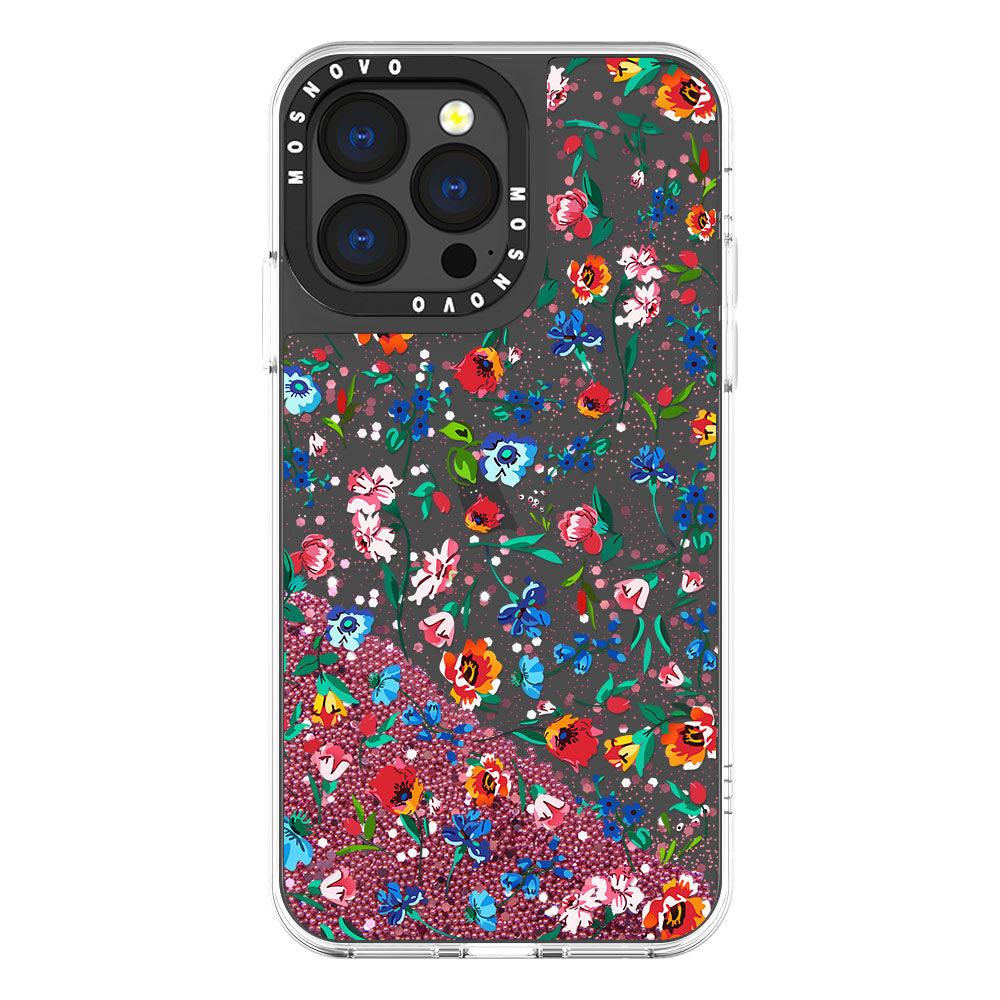 Colorful Floral Flower Glitter Phone Case - iPhone 13 Pro Case - MOSNOVO