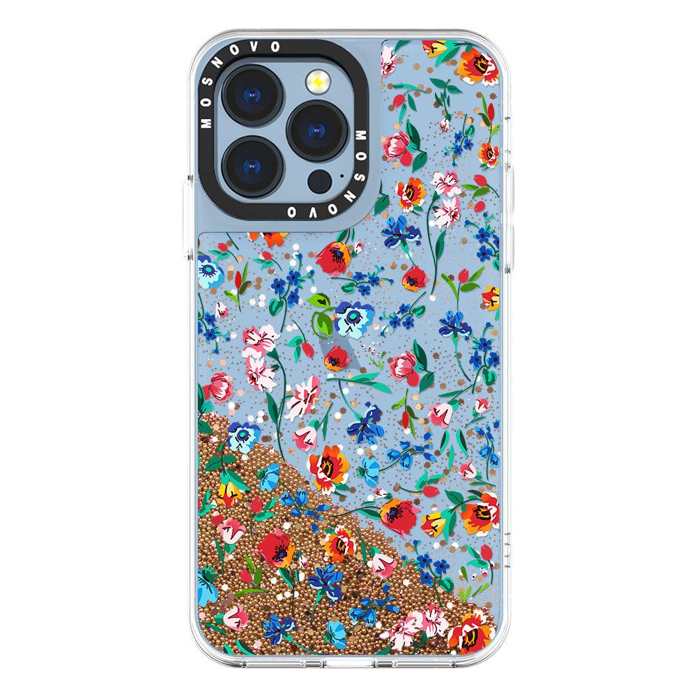 Colorful Floral Flower Glitter Phone Case - iPhone 13 Pro Case - MOSNOVO