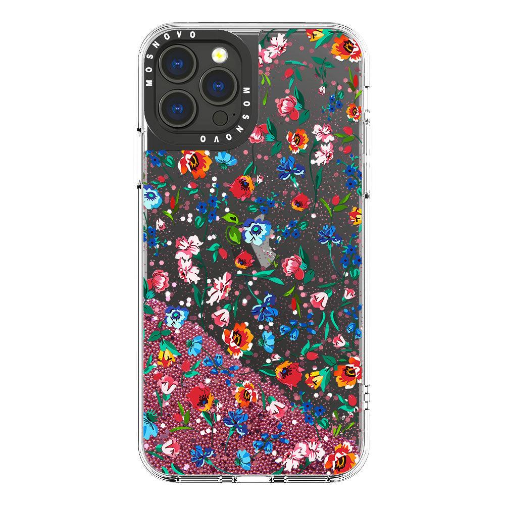 Colorful Floral Flower Glitter Phone Case - iPhone 13 Pro Max Case - MOSNOVO