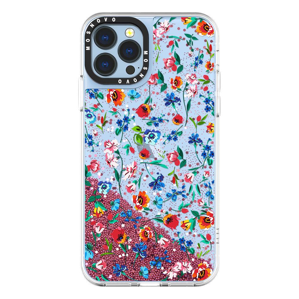 Colorful Floral Flower Glitter Phone Case - iPhone 13 Pro Max Case - MOSNOVO