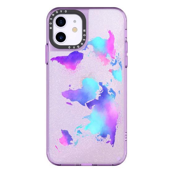 Colorful Map Glitter Phone Case - iPhone 11 Case - MOSNOVO