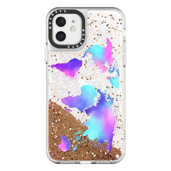Colorful Map Glitter Phone Case - iPhone 12 Mini Case - MOSNOVO
