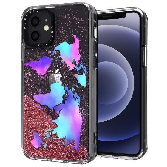 Colorful Map Glitter Phone Case - iPhone 12 Mini Case - MOSNOVO