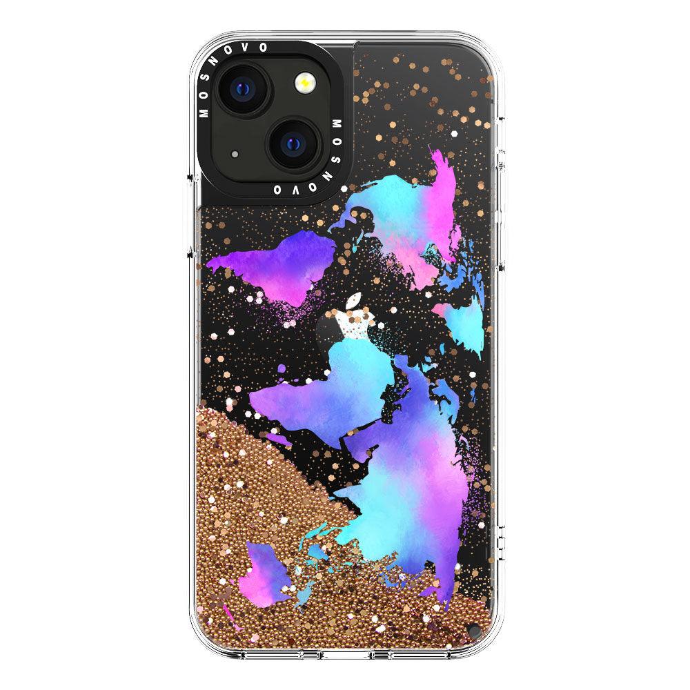 Colorful Map Glitter Phone Case - iPhone 13 Case - MOSNOVO