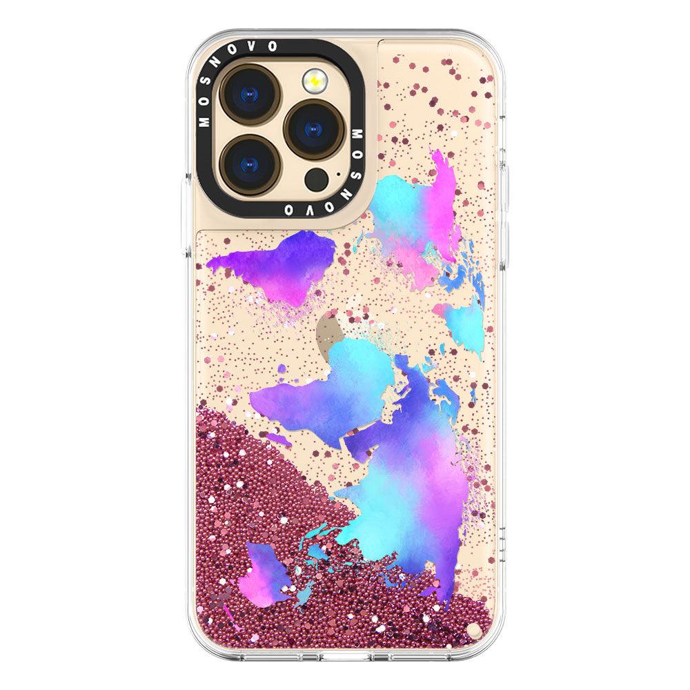 Colorful Map Glitter Phone Case - iPhone 13 Pro Case - MOSNOVO