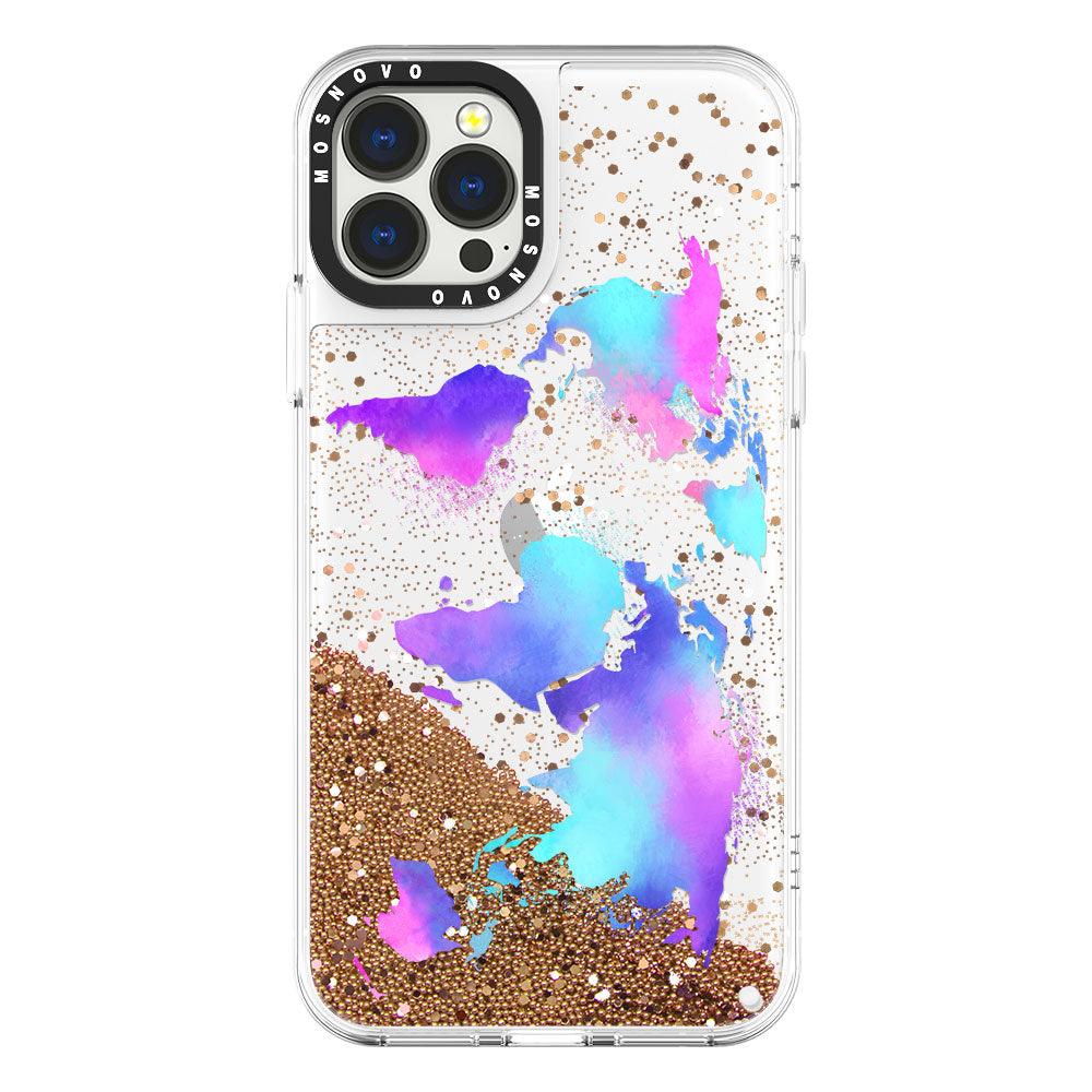 Colorful Map Glitter Phone Case - iPhone 13 Pro Max Case - MOSNOVO