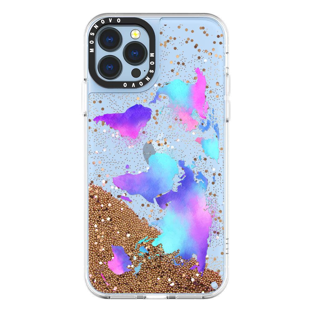 Colorful Map Glitter Phone Case - iPhone 13 Pro Max Case - MOSNOVO