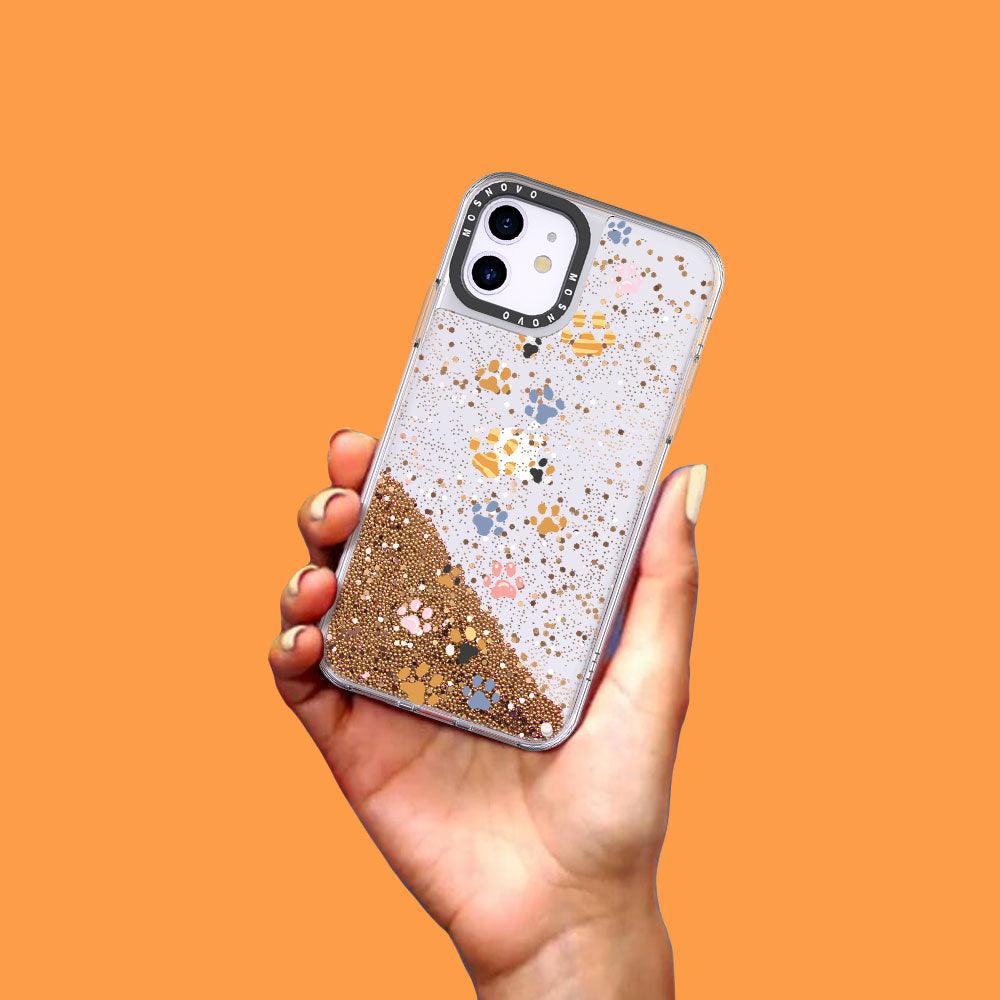 Colorful Paw Glitter Phone Case - iPhone 11 Case - MOSNOVO