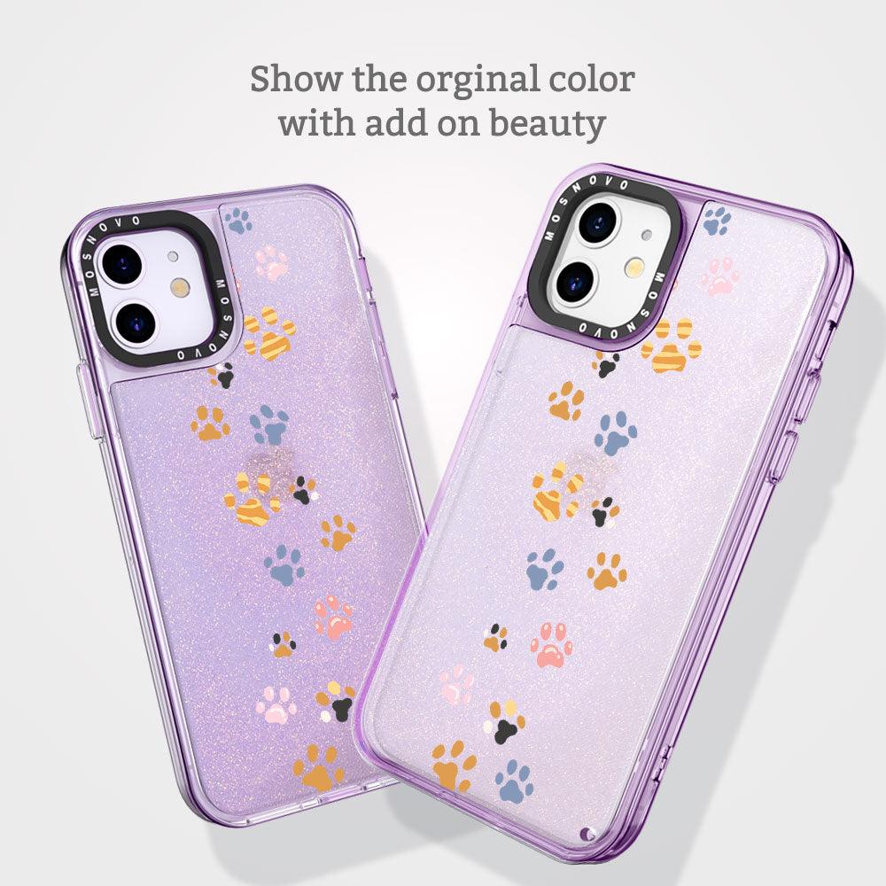 Colorful Paw Glitter Phone Case - iPhone 11 Case - MOSNOVO