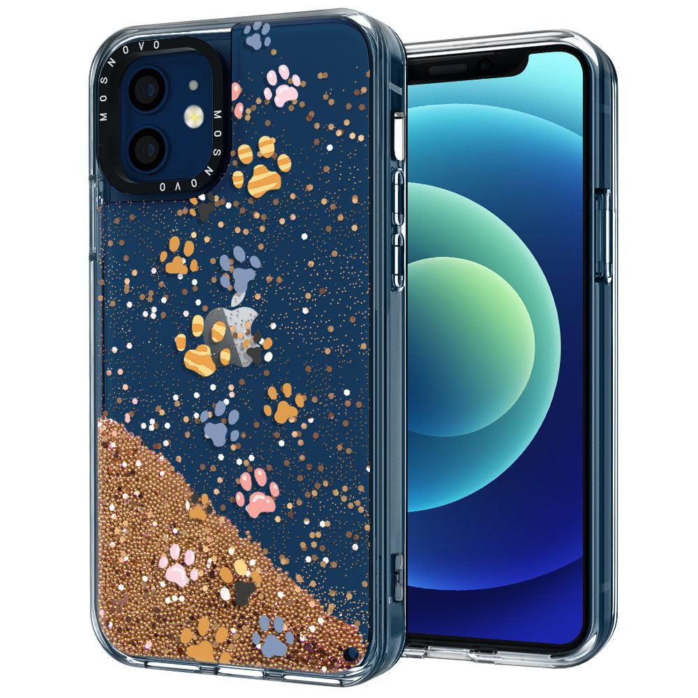 Colorful Paw Glitter Phone Case - iPhone 12 Mini Case - MOSNOVO
