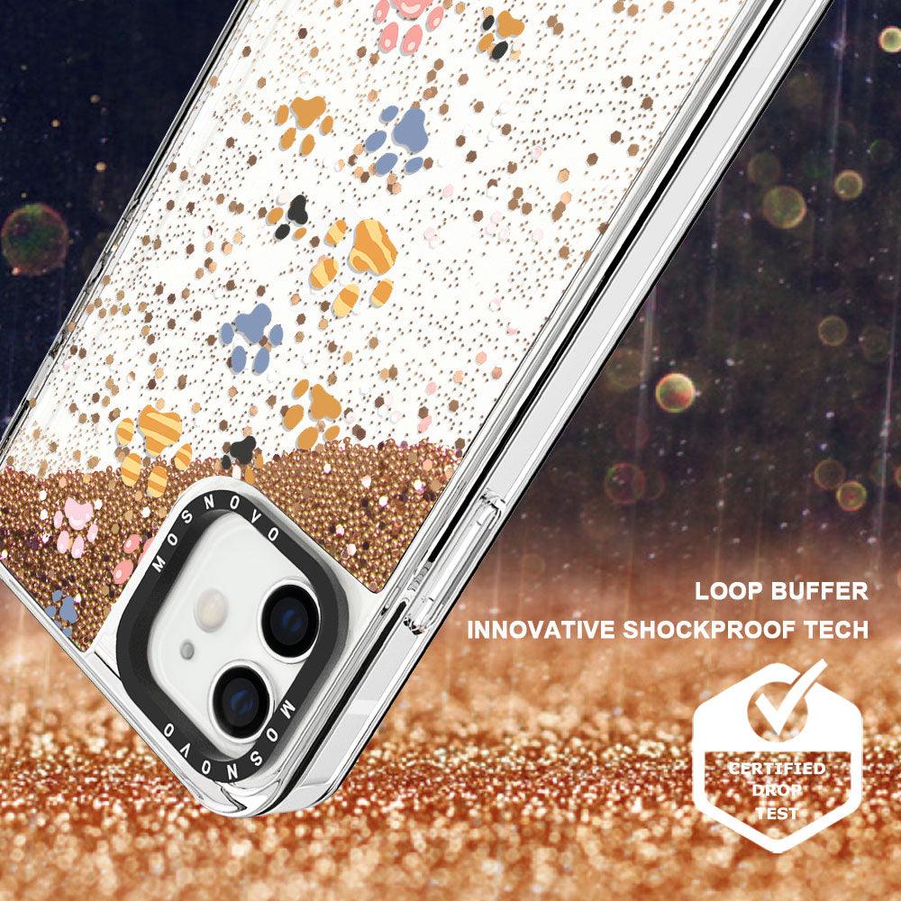 Colorful Paw Glitter Phone Case - iPhone 12 Mini Case - MOSNOVO