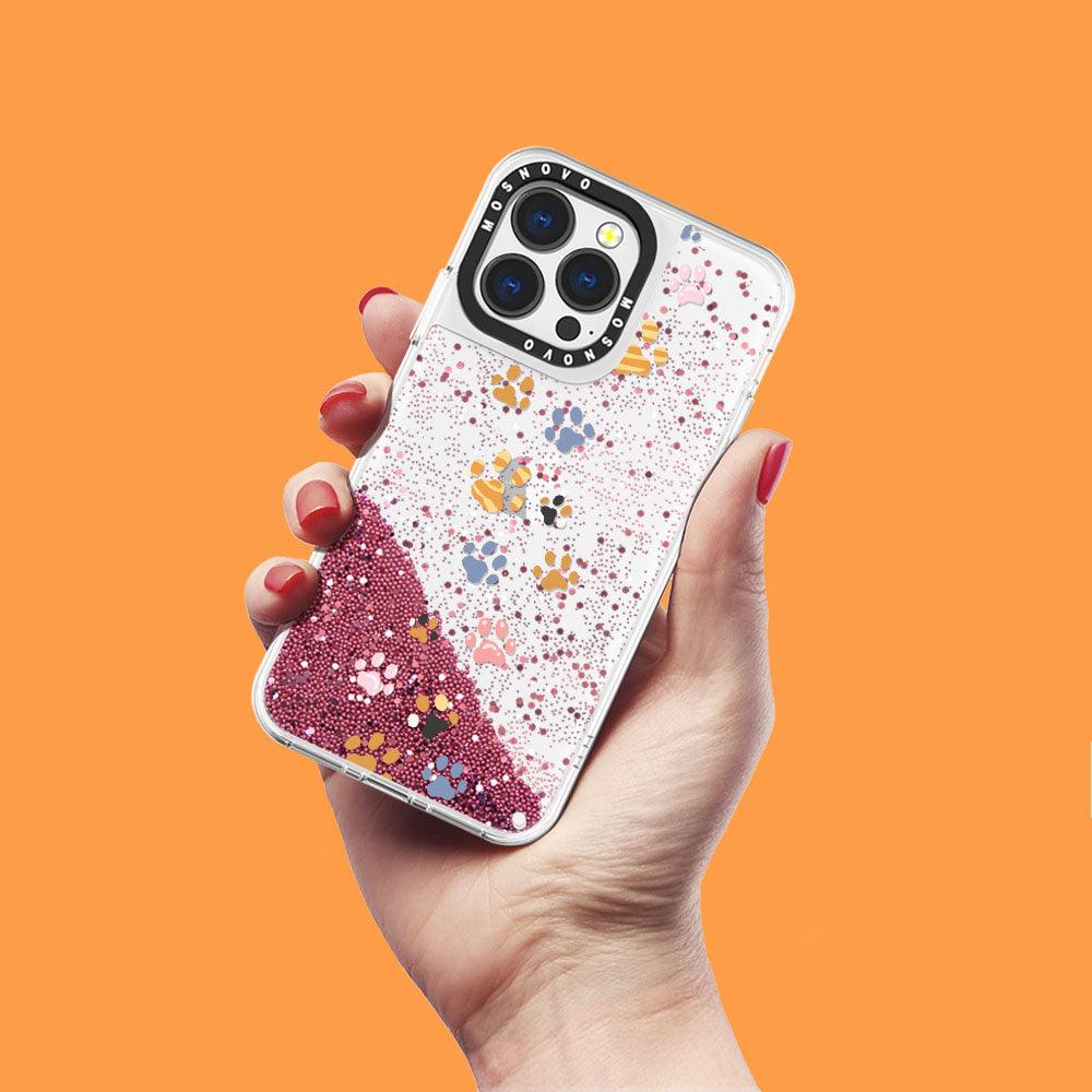 Colorful Paw Glitter Phone Case - iPhone 13 Pro Case - MOSNOVO