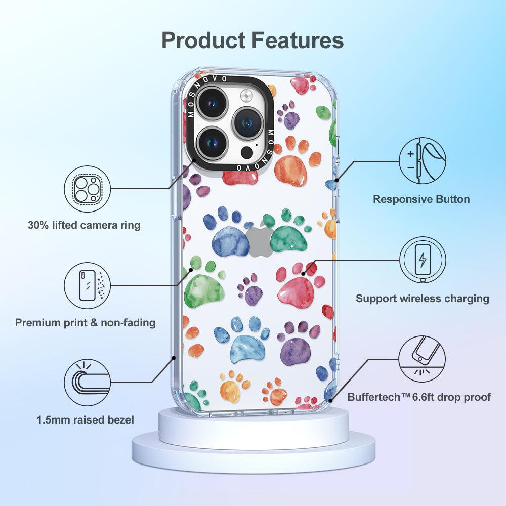 Colorful Paw Phone Case - iPhone 14 Pro Max Case - MOSNOVO