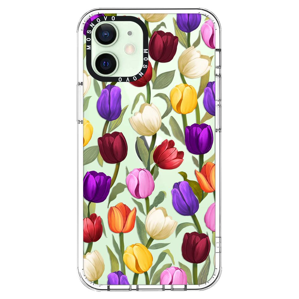 Colorful Tulips Phone Case - iPhone 12 Mini Case - MOSNOVO