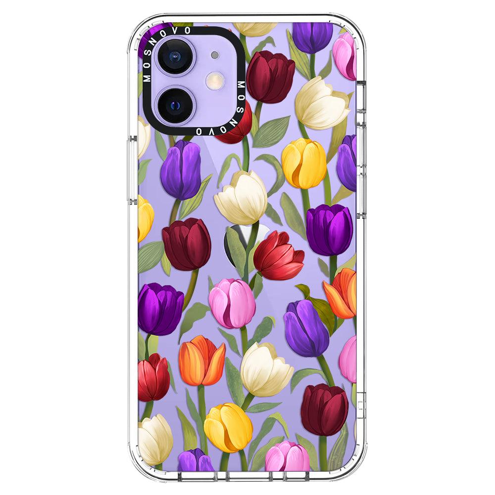Colorful Tulips Phone Case - iPhone 12 Mini Case - MOSNOVO