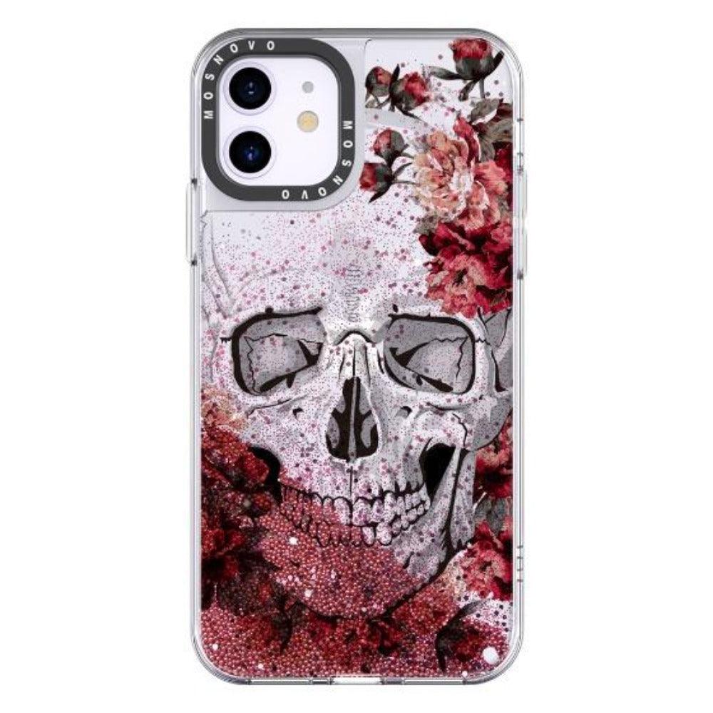 Cool Floral Skull Glitter Phone Case - iPhone 11 Case - MOSNOVO