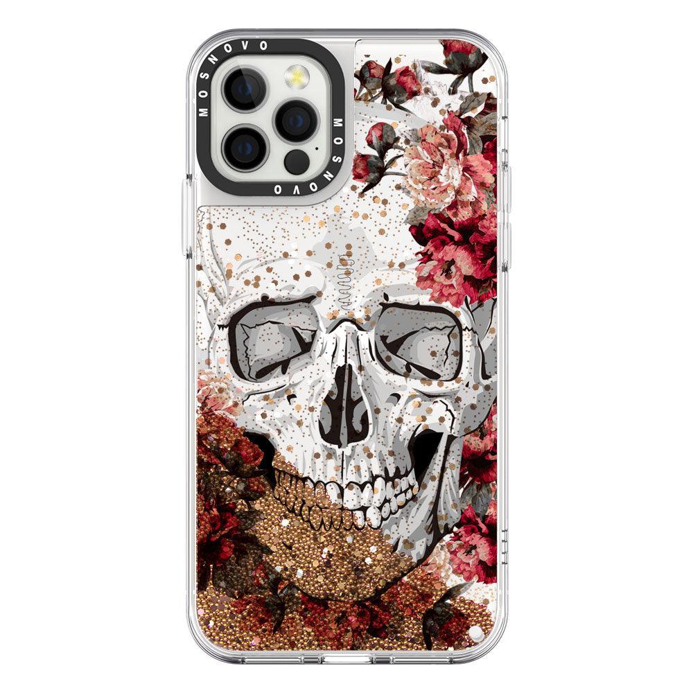Cool Floral Skull Glitter Phone Case - iPhone 12 Pro Case - MOSNOVO