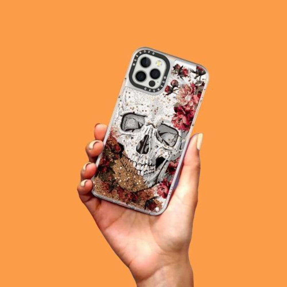 Cool Floral Skull Glitter Phone Case - iPhone 12 Pro Case