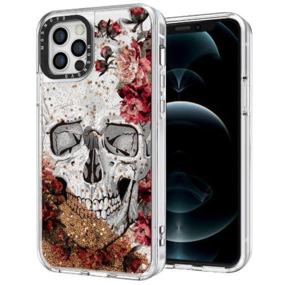 Cool Floral Skull Glitter Phone Case - iPhone 12 Pro Case