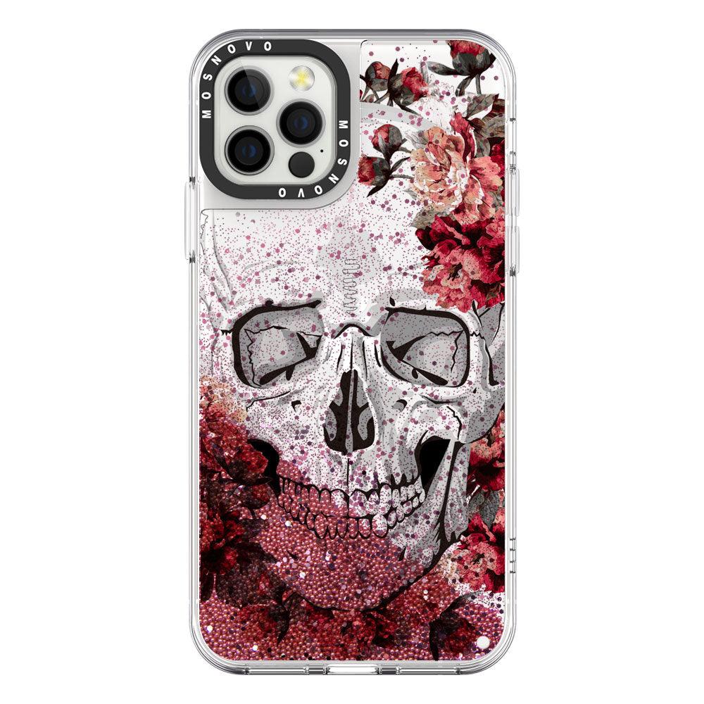 Cool Floral Skull Glitter Phone Case - iPhone 12 Pro Max Case - MOSNOVO