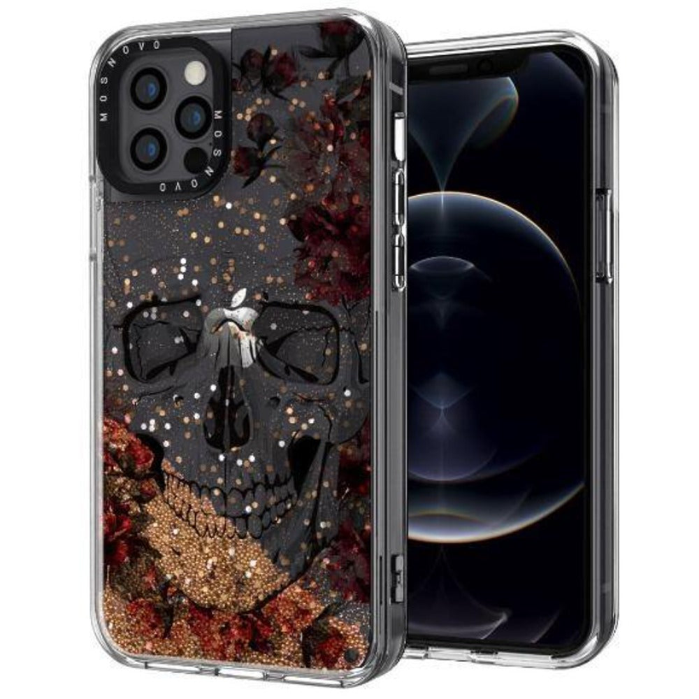 Cool Floral Skull Glitter Phone Case - iPhone 12 Pro Max Case