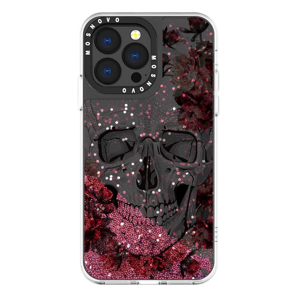 Cool Floral Skull Glitter Phone Case - iPhone 13 Pro Case - MOSNOVO