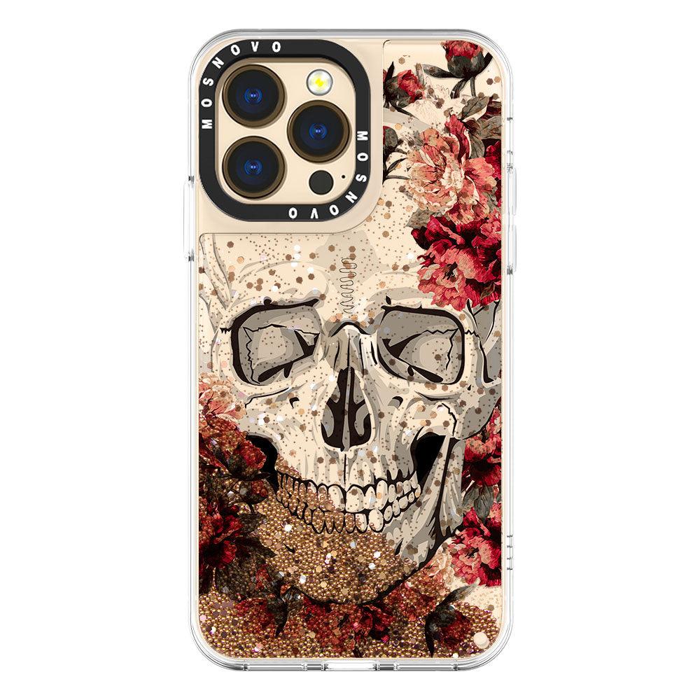 Cool Floral Skull Glitter Phone Case - iPhone 13 Pro Case - MOSNOVO