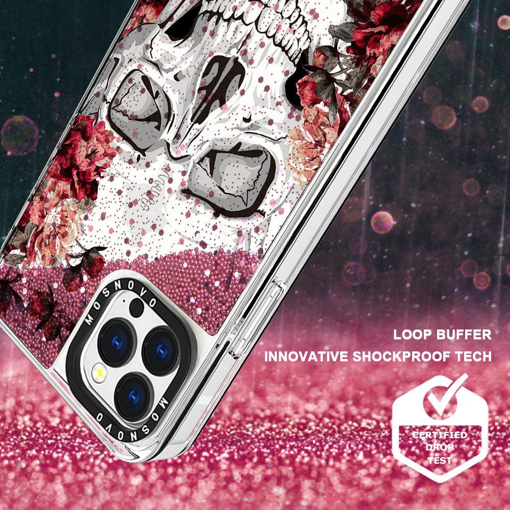 Cool Floral Skull Glitter Phone Case - iPhone 13 Pro Max Case - MOSNOVO
