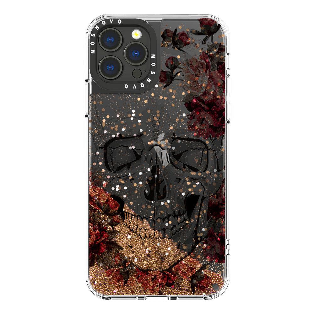 Cool Floral Skull Glitter Phone Case - iPhone 13 Pro Max Case - MOSNOVO