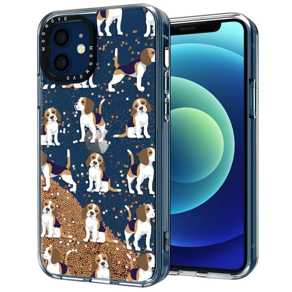 Cute Beagles Glitter Phone Case - iPhone 12 Mini Case - MOSNOVO