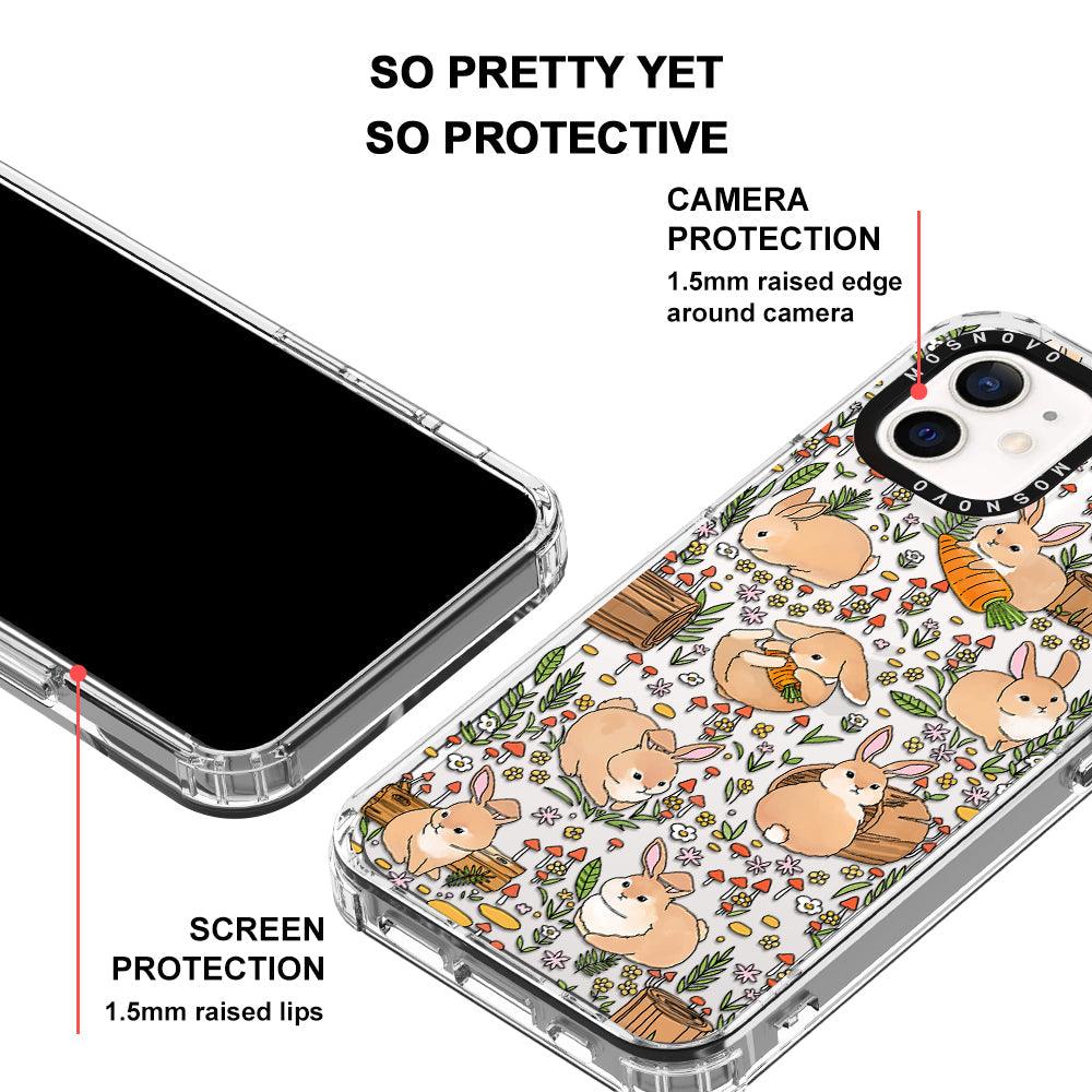 Cute Bunny Garden Phone Case - iPhone 12 Case - MOSNOVO