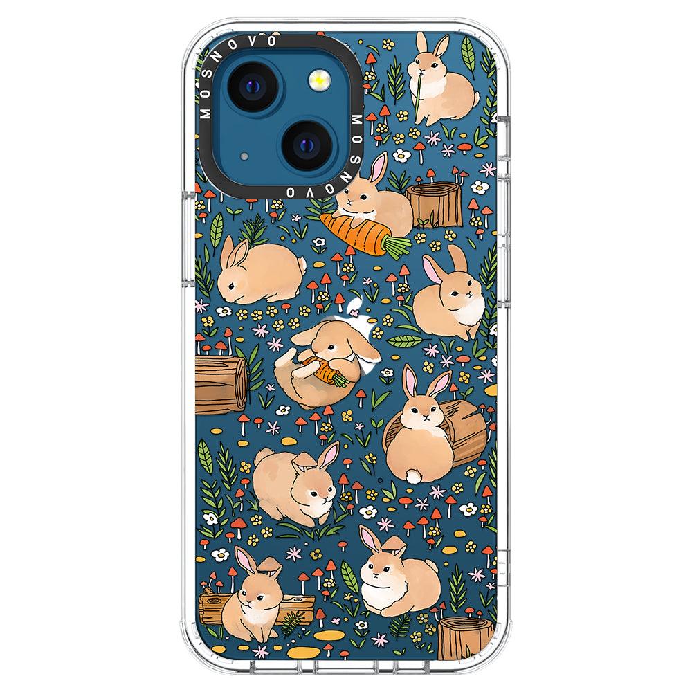 Cute Bunny Garden Phone Case - iPhone 13 Mini Case - MOSNOVO