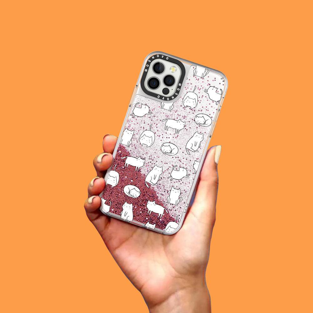 Cute Cats Glitter Phone Case - iPhone 12 Pro Max Case - MOSNOVO