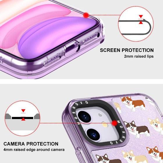 Cute Corgi Glitter Phone Case - iPhone 11 Case - MOSNOVO