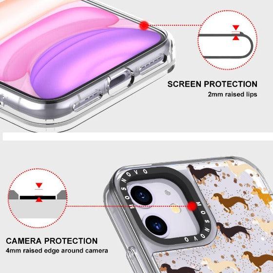 Cute Dachshund Glitter Phone Case -  iPhone 11 Case - MOSNOVO