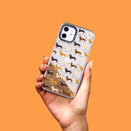Cute Dachshund Glitter Phone Case -  iPhone 11 Case - MOSNOVO