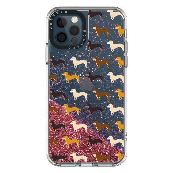 Cute Dachshund Glitter Phone Case - iPhone 12 Pro Case - MOSNOVO