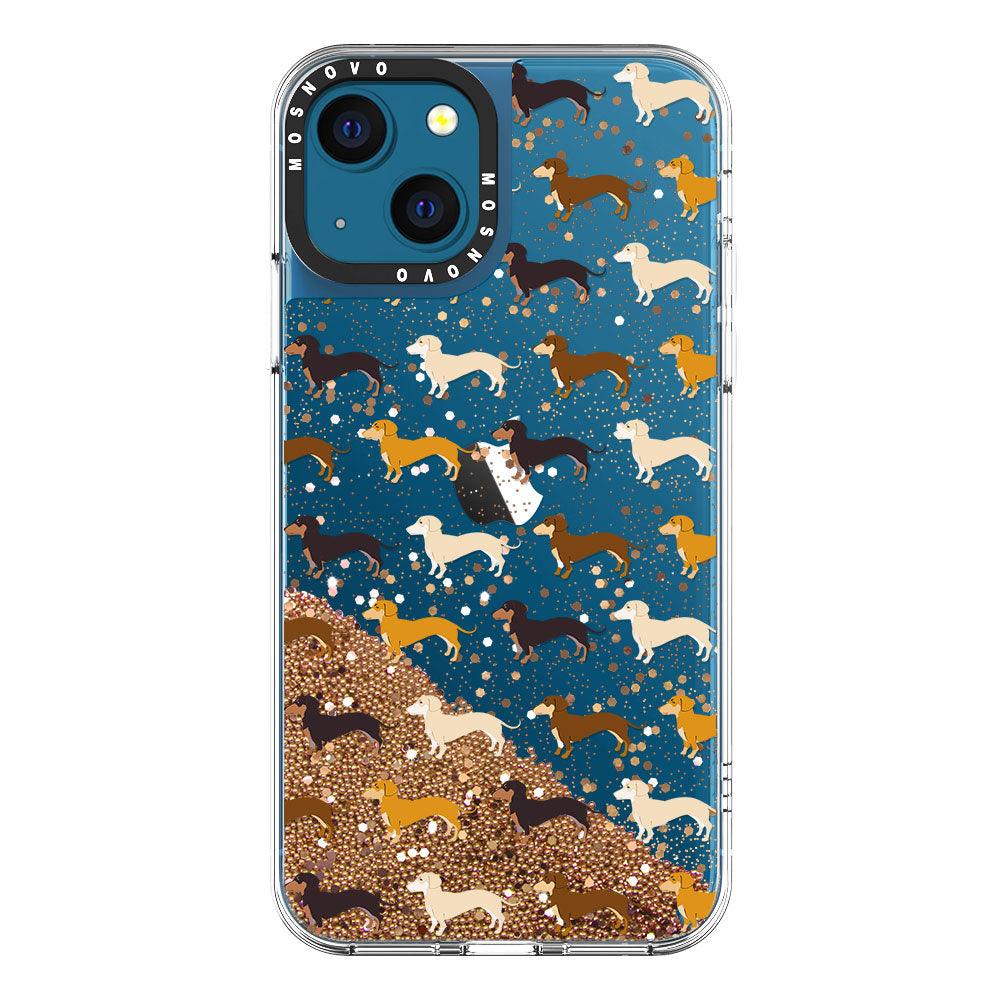 Cute Dachshund Glitter Phone Case - iPhone 13 Case - MOSNOVO